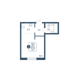 Студия, 27.7 м²