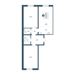 3-комнатная, 87.9 м², жилая: 61.8 м², кухня: 7.8 м²